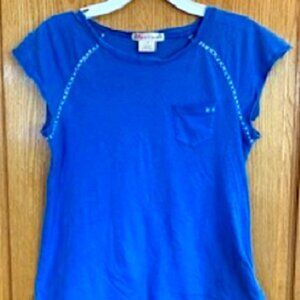 Ragdoll & Rockets Girls' Cotton Blue T-Shirt Handmade Stitch Sz: 14